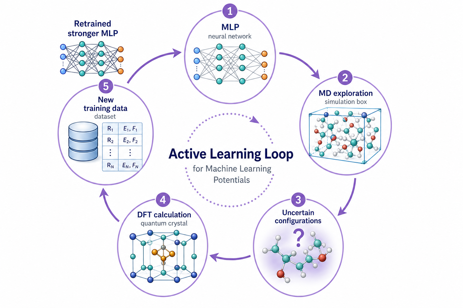 Active learning loop for machine learning potentials